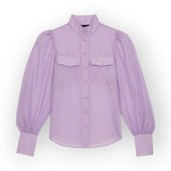 The Kooples Tops - NEW The Kooples Paris Blouse FR 4 ~ US L/XL Lavender Cotton~Silk Sheer Puff